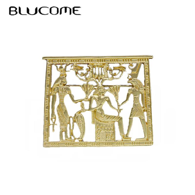 

Blucome Египетский Фараон Брошь Новая мода Женская Матовая Золотая Брошь