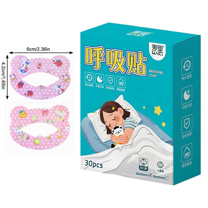 

30 шт./коробка Дитячі мультяшні наклейки проти хропіння Наклейки для сну із закритим ротом Пластир для корекції дихання Заткнися Пластир Стрічка рожевий
