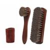 3Pcs Horsehair Shine Shoes Brush Kit Cleaning Leather Shoes Boots Care Brushes Suede Cleaner Brush with Microfiber Shoe Cloth