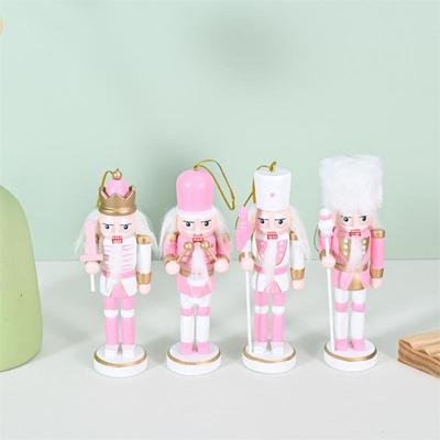 1Pcs Party Home Decoration Pink Gold Series Nutcracker Puppet Soldier 12Cm Christmas Tree Pendant Holiday Gifts