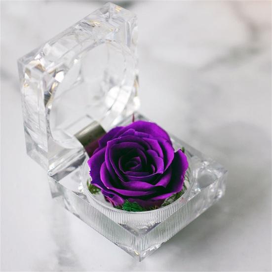 Romantic Ring Box Handmade Plastic Nice-looking Forever Rose Jewelry Box for Anniversary