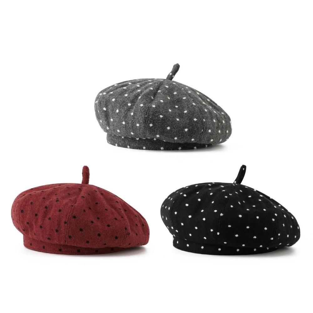 Polka Dot Painter Beret Cap Vintage Autumn Winter Beret Elegant Women's Beret Hat for Women
