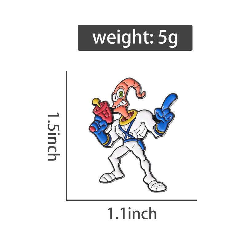 Earthworm Warrior Figure Enamel Pin Custom Cartoon Action Game Brooches Lapel Backpacks Badge Punk Jewelry Accessories Gift