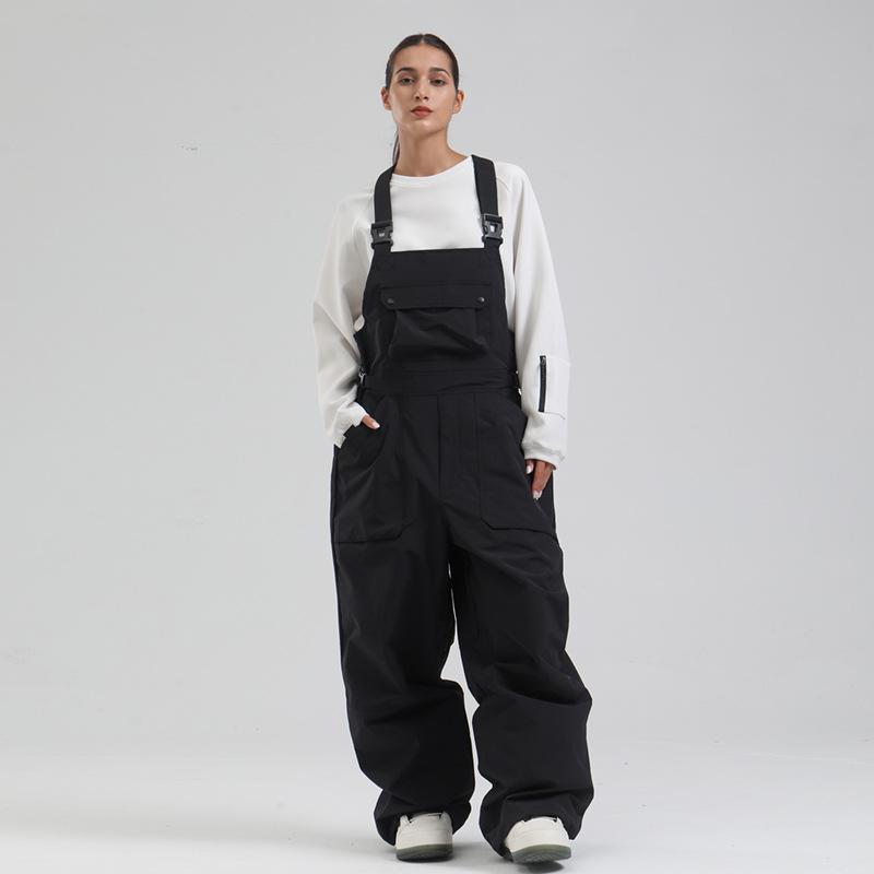 Outdoor Ski Bibs for Women and Men Breathable Loose Fit Skiing Snow Bibs Pants Waterproof Snowboarding Pants Unisex Insulated Warm Snowboard Overalls