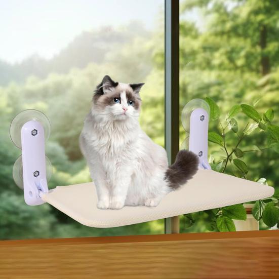 Kabelloser Katzenfensterliegeplatz Katzenhängematte mit 4 Saugnäpfen Faltbares Katzenhängemattenbett mit waschbarem Netzbezug für Wohnungskatzen