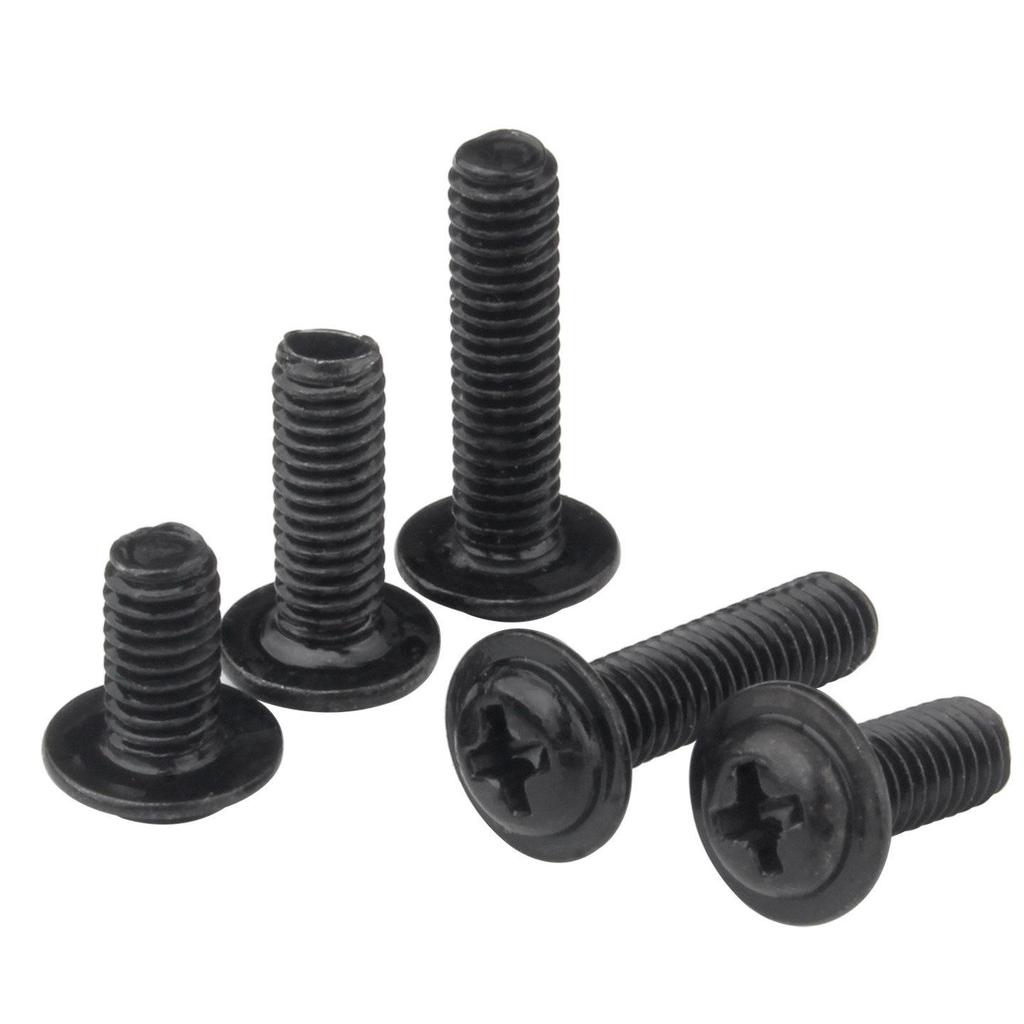 Blackened Iron Cross Pan Head Screw with Washer, Blackened Bolt Machine Screw, M1.4-M6