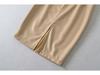 Elegante Damen Midi-Lederrock aus schwarzem PU-Leder mit Gürtel - Hoher Bund, Schlankmachender Schnitt, Schlitz vorne, Hüftbetontes Design, Perfekt für Herbst/Winter