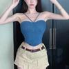Summer Women's Camisole Slim Sexy Solid Colour Padded Summer Cowboy Tank Top