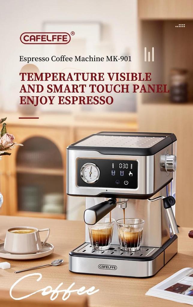 Coffee Machine MK-901 20Bar, Cappuccino Machine with Milk Cream Steam Stick, Semi-automatic Self-service Restaurant Gift