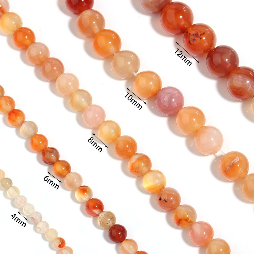 4 6 8 10 12mm Natural Red Agate Stone Beads Round Loose Gemstone Beads for Jewelry Making DIY Bracelets Necklace Accessories