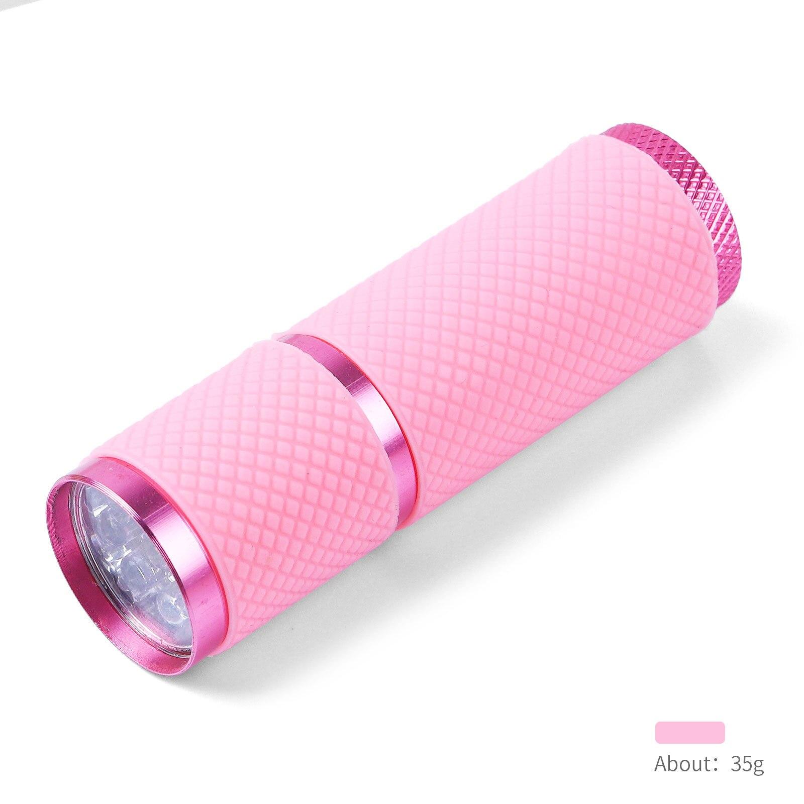 9 LED Portabilità Mini UV LED Torcia elettrica per unghie per strumento manicure per unghie in gel rosa