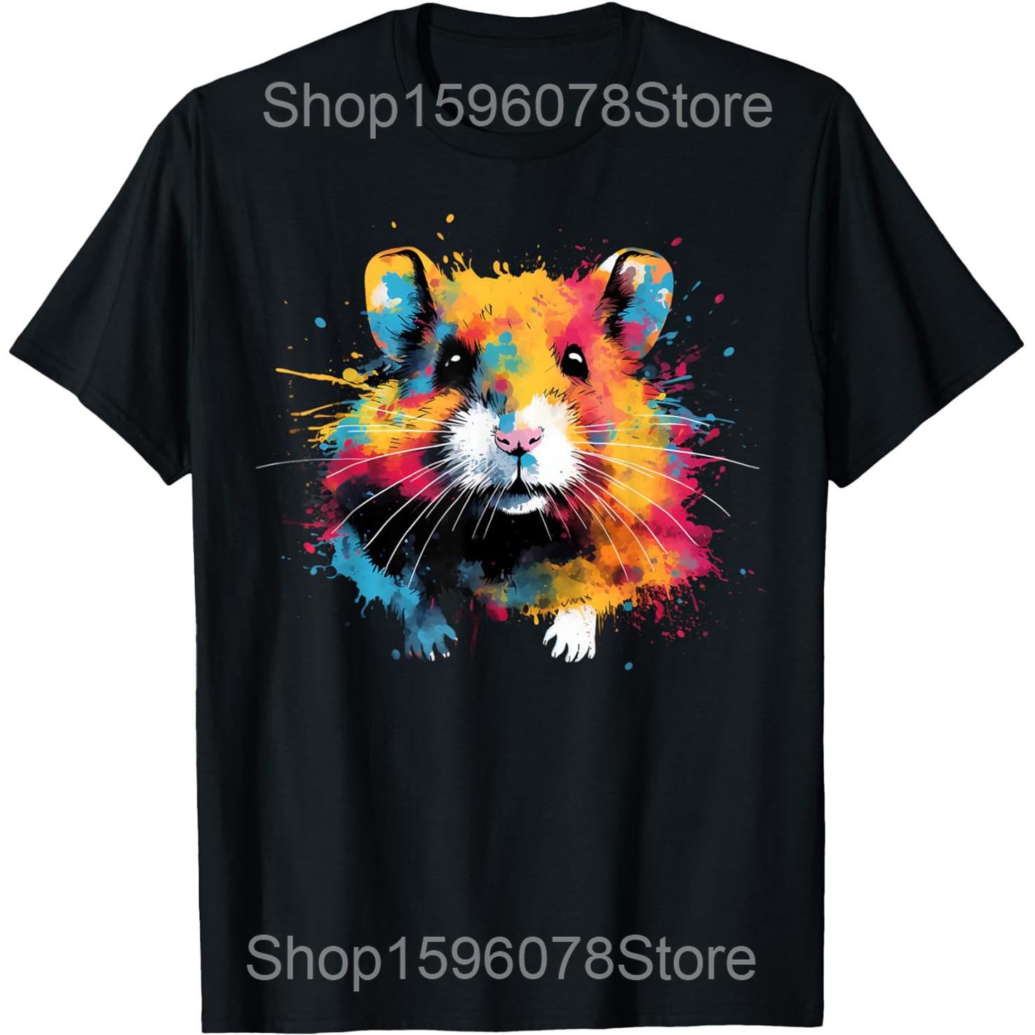 

Cool Hamster Colorful Animal Lovers T Shirts Men Women Pure Cotton Humor Streetwear Tee Shirt Short Sleeve Unisex Loose Clothing S