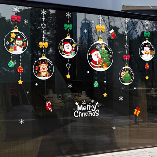 Vánoční přilnavé dekorace na okno Vánoční strom Santa Sob Sněhulák Samolepky na sklo Odnímatelné statické nálepky na okno pro zimní svátky Domácí párty potřeby