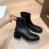 Women'S Autumn Boots Genuine Leather  New Autumn Winter Thick Heel Retro British Style Short Boots Casual Low Boots Women