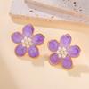 Enamel Flower Imitation Pearl Stud Earrings Waterproof Earrings for Women Jewelry Piercing Earrings Birthday Party Gift 2026