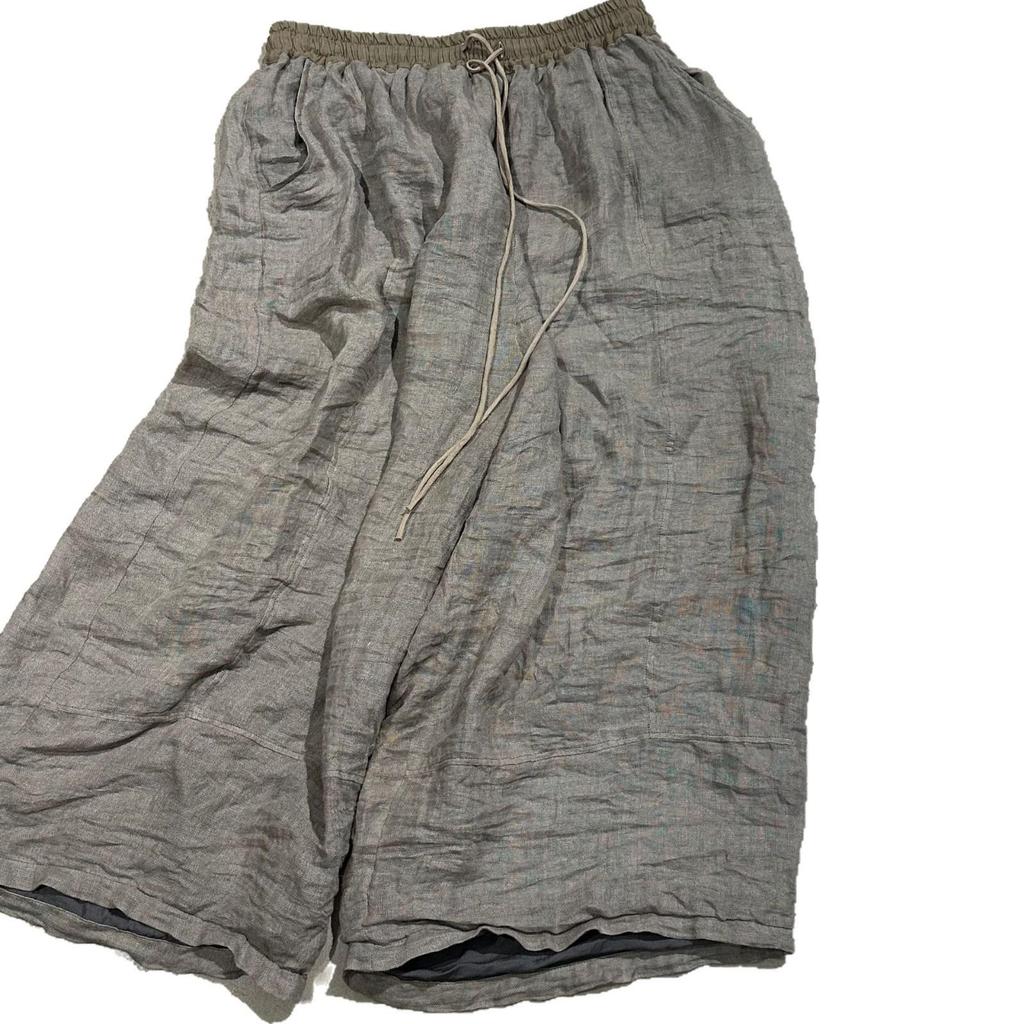 SN188 Retro Color-Woven Linen Lace-Up Patchwork Pants