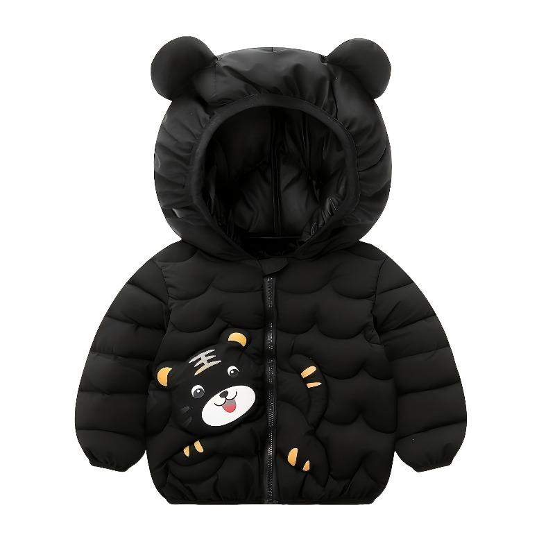 [Ciepła Kurtka Kreskówkowa] Ciepła Pikowana Kurtka Kreskówkowy Tygrys z Kapturem dla Dziecka | Odzież dla Małych Dziewczynek i Niemowląt na Jesień Zimę, Zapinany na Zamek Płaszcz z Wypełnieniem