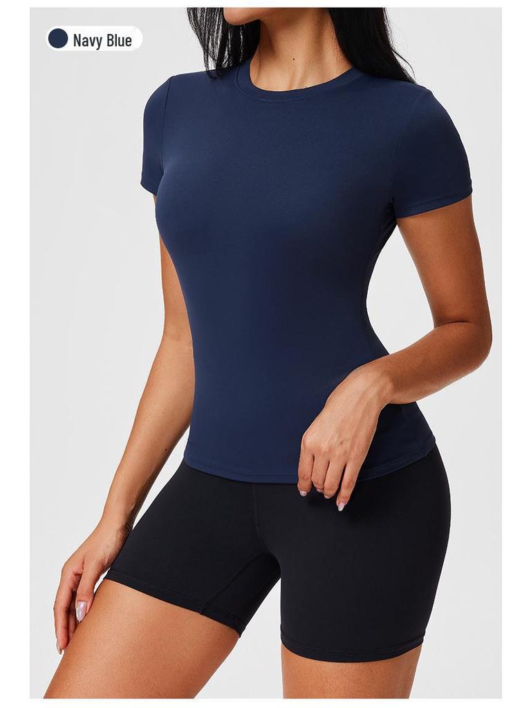 Top da Yoga Cai Jue da Donna, Vestibilità Slim, Manica Corta