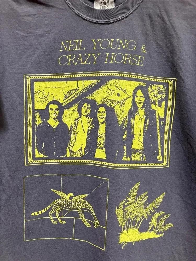Neil Young & Crazy Horse Estilo Retro de los 90 Camiseta Negra Unisex Hombres Mujeres