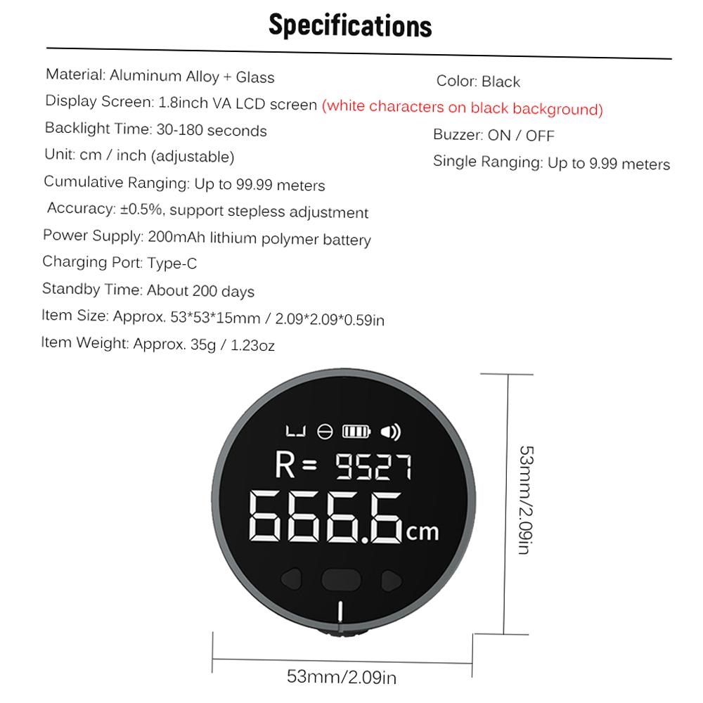 Little Q 8 In 1 Electronic Ruler LCD Display Range Finder 99m High Accuracy Handheld Length