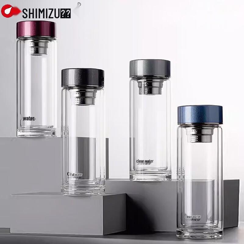 SHIMIZU Double-Wall High Borosilicate Glass Tea Infuser Tumbler