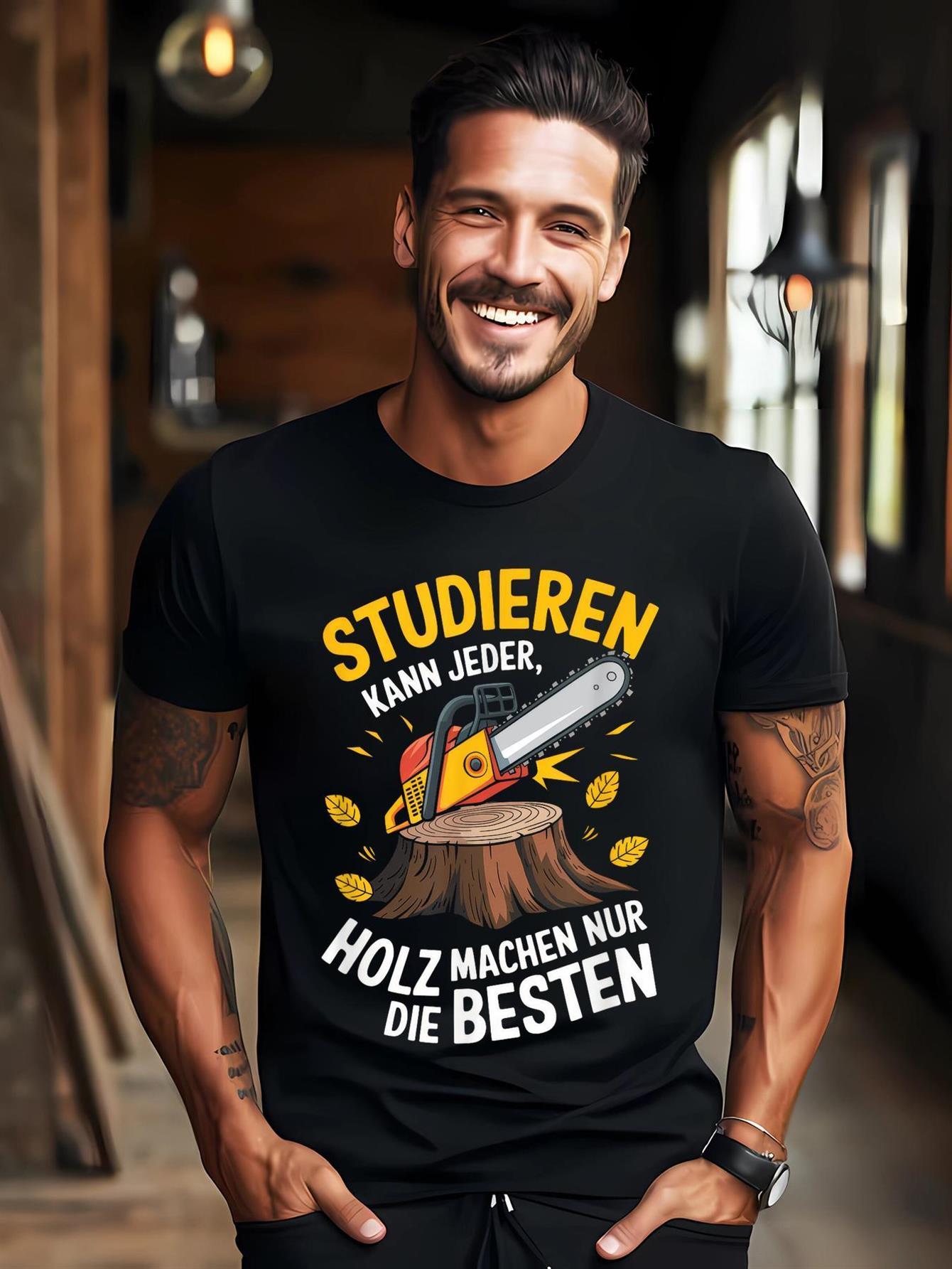 

Men s Fun German Proverb T-Shirt- Chainsaw Pattern T-Shirt with Woodworking Is My Hobby Printed- Black T-Shirt XL