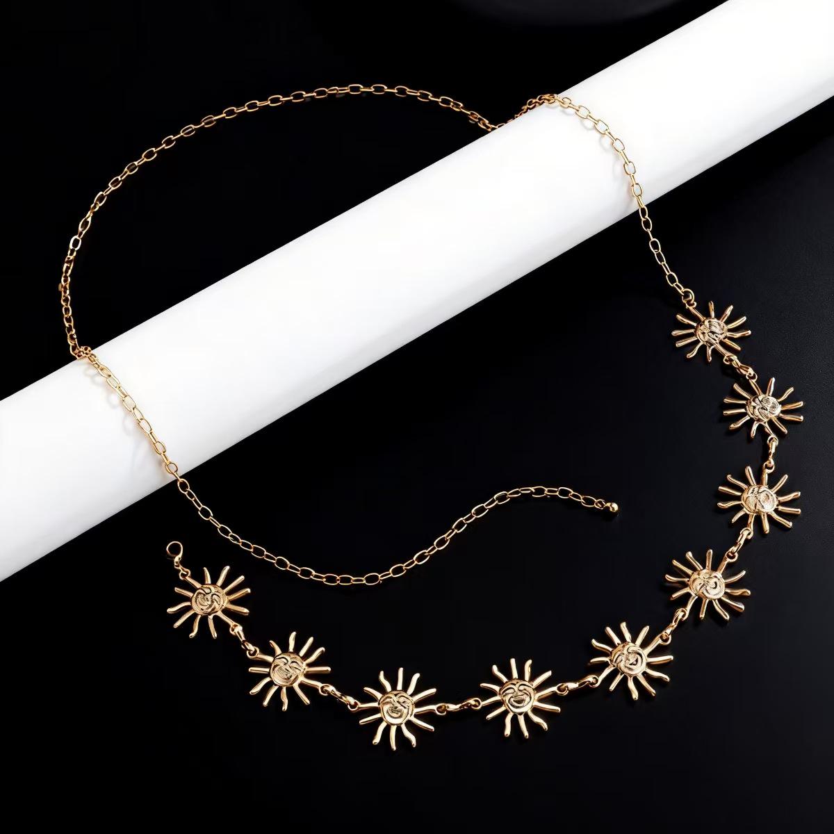 European & American Smiley Sunflower Metal Waist Chain for Women