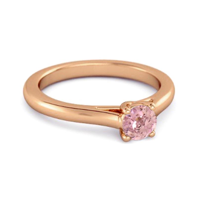 Solitaire Round Cut Pink Zirconia 925 Sterling Silver Rose Gold Vermeil Promise Women Wedding Ring