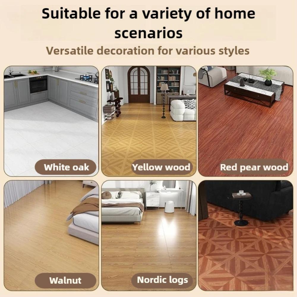 457x457mmPVC Retro Mosaic Floor Sticker-Self-Adhesive Anti-Slip Vinyl Tile for Concrete Floor Renovation Wear-Resistant DIY Home