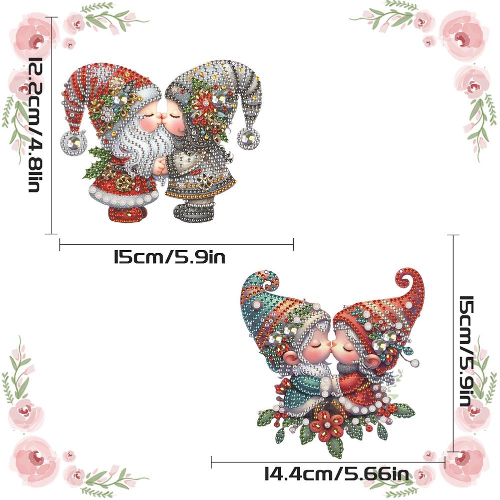 2pcs Gnome 2D Flat DIY Special Shape Hanging Diamond Art Kits Diamond Painting Set Wall Decor for Home & Windows