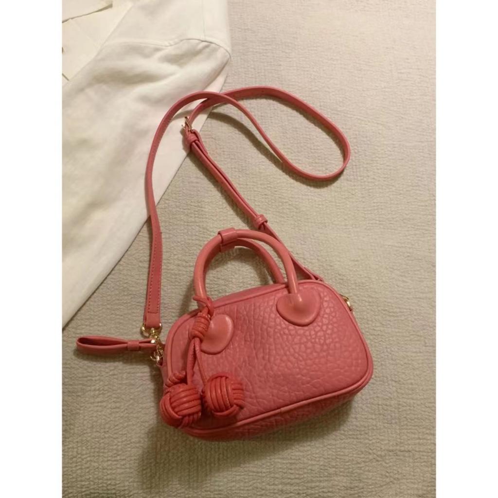 Sweet Lovely Pink Handbag Women Pebbled Leather Small Capacity Shoulder Bag Ladies Fashion Casual Versatile Crossbody Bags 2025