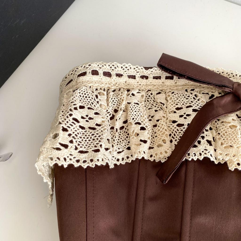 Sexy Vintage Strapless Tops Sleeveless Bow Lace Spliced Backless Bandage Camis Ladies Slim Sexy Streetwear Corset