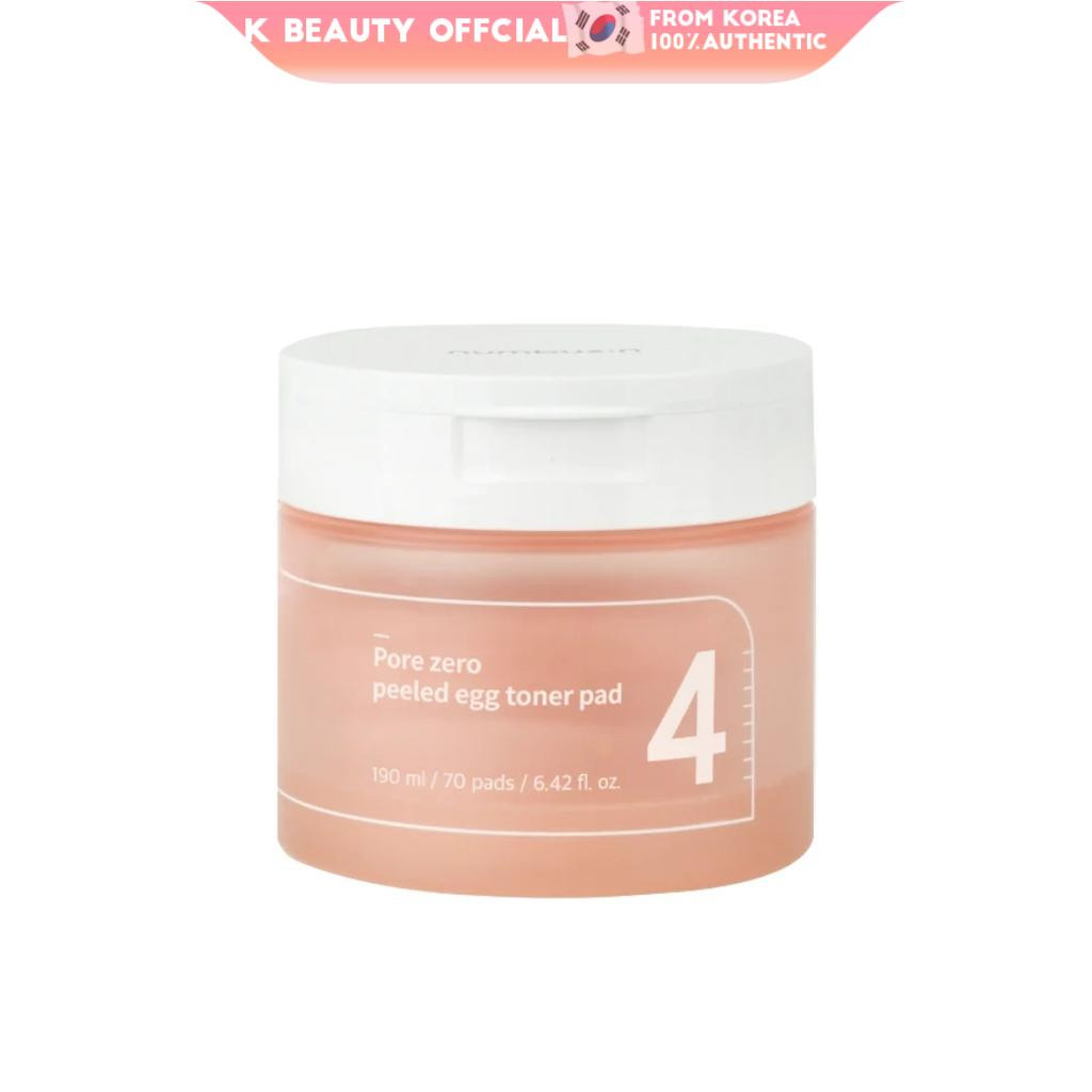 NUMBUZIN No.4 Pore Zero Peeled Egg Toner Pad 190ml / 70 płatków pozwala za jednym razem oczyścić pory i skórę z nadmiaru sebum.