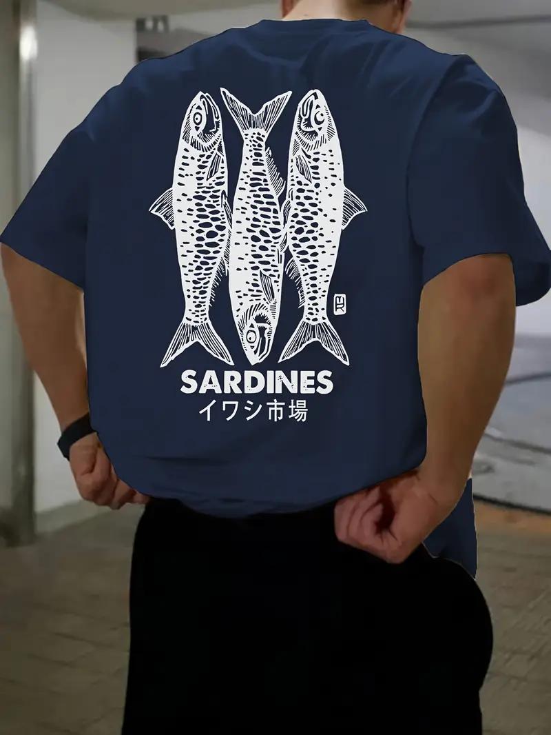 Summer Harajuku Graphic T Shirts Japanese Sardine Print Women Men Oversized Streetwear Vintage Tee Clothing Comfortable Cotton 2XL