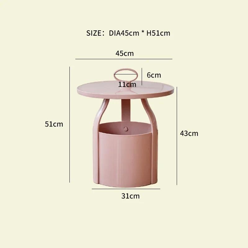 Nordic Circular Side Table-Multifunctional & Detachable Plastic Craftsmanship with Storage,Ideal for Small Spaces in Living Room