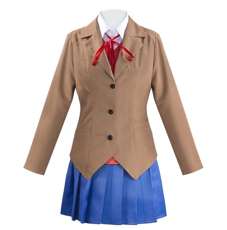 Anime Doki Doki Literature Club Monika Cosplay Costumes Sayori Yuri Natsuki Halloween Costumes for Women Dress Vestido Clothing