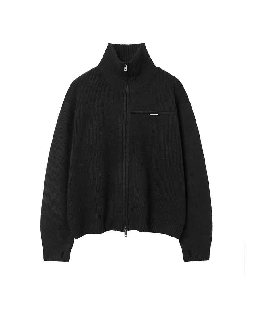Misekiseoulmaen High Neck Full Zip-Up Knit Black
