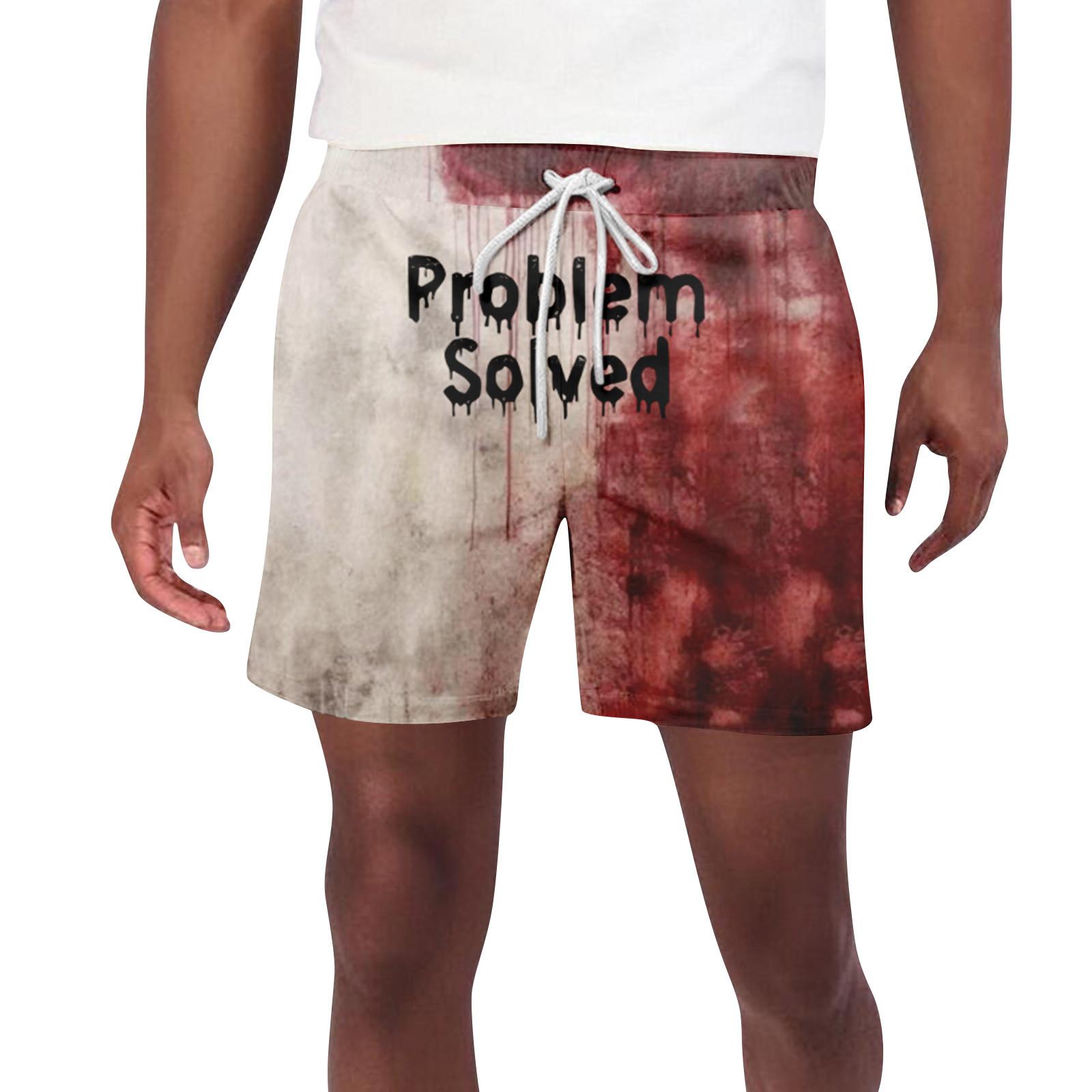 

Мужские шорты с принтом на тему Хэллоуина и ужасов, мужские повседневные спортивные пляжные шорты на шнурке M красный