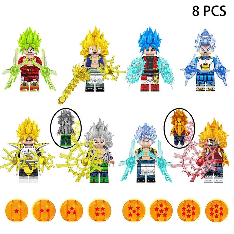 1/8ks Kreslená Anime Mini Akční Figurka Panenka Stavební Kostky Anime Postavy Goku Super Saiya Birusu Model Dětské Hračky Dárky