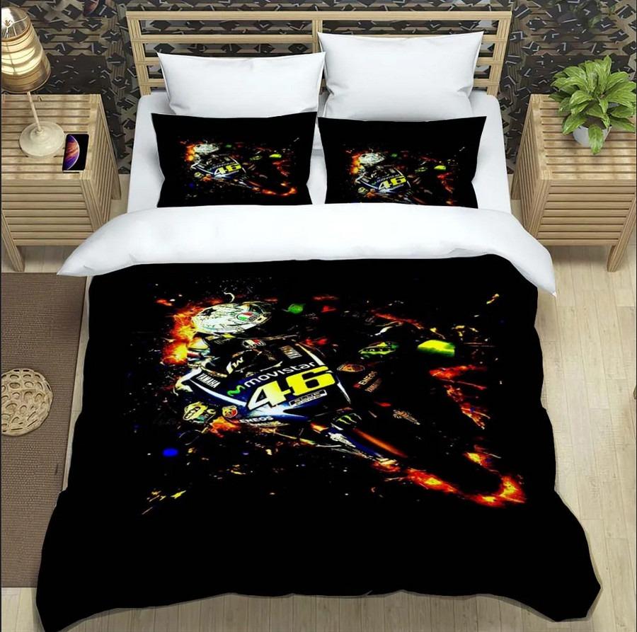 Motorcycle Fleet VR-46 Pattern Quilt Cover With Pillowcases Microfiber 3D Digital Printed Bedding Set Twin Full Queen King