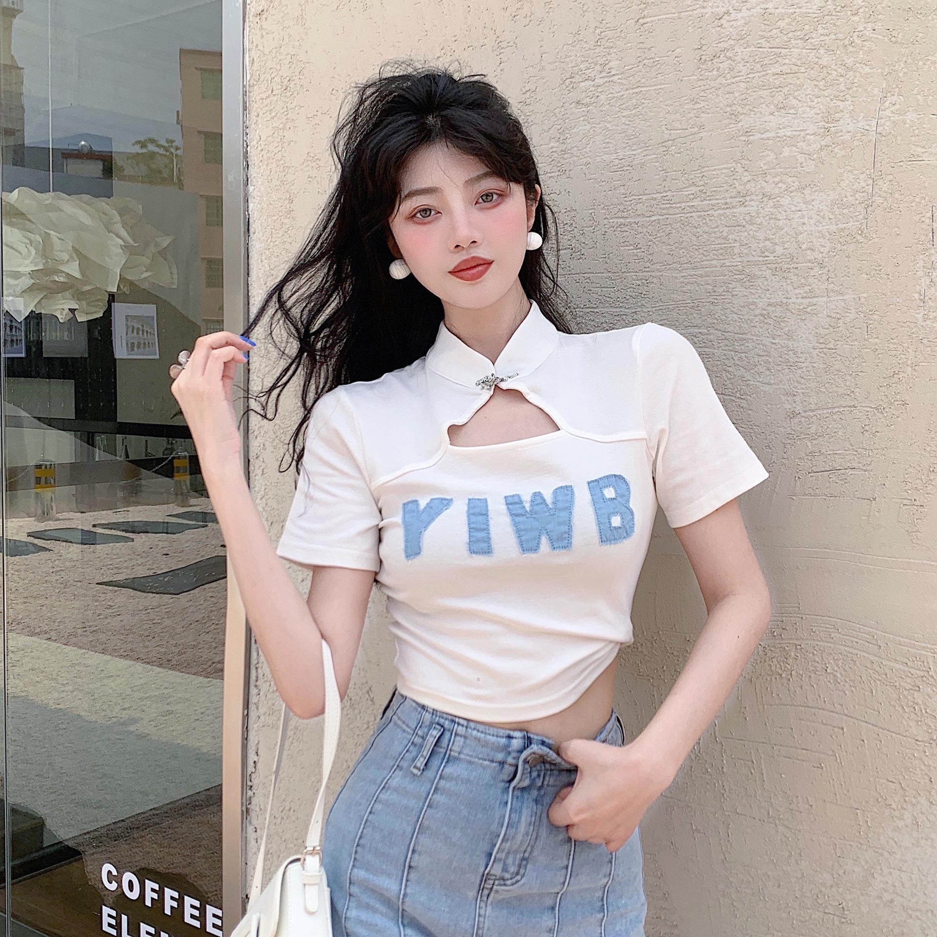 

Острая Девушка Футболка с Прямым Плечом и Коротким Рукавом: Уникальный, Изысканный, Милый и Сексуальный Летний Топ Дизайн для Женщин M [Recommended 80-90 jin] белый