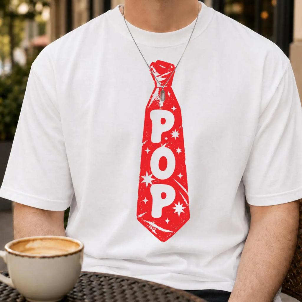 Funny Pop Red Tie T Shirt Unisexs Novelty Humor Vintage Graphic Streetwear Fashion Designer Clothes Slightly Versatile