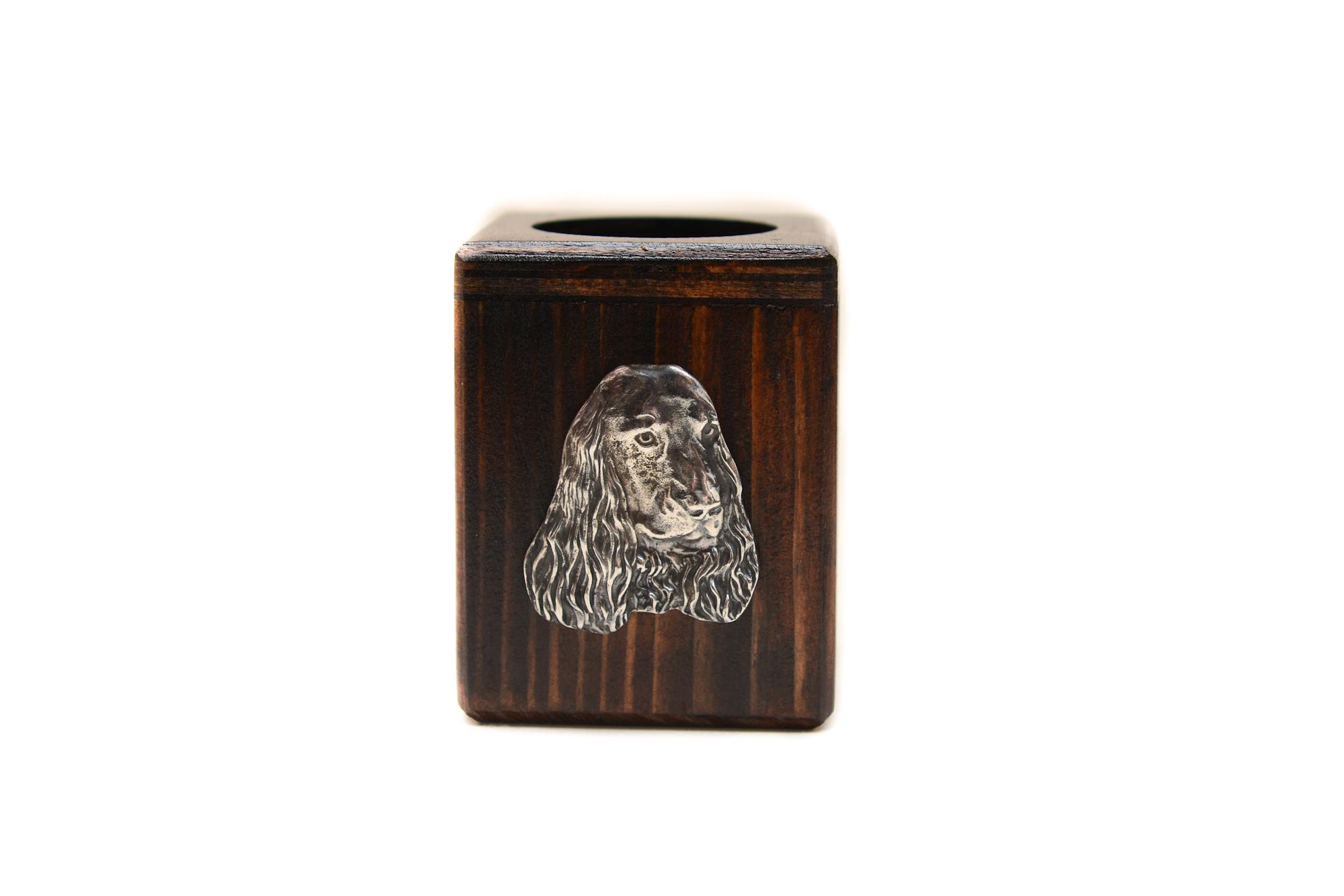 

English Cocker Spaniel I - wooden candle holder with a dog, a unique souvenir after losing a dog, a handicraft from the Art-Dog brand коричневий