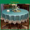 Round Waterproof Oil Table Big Proof Wash Free Lace Pu Green Table Round American Tablecloth