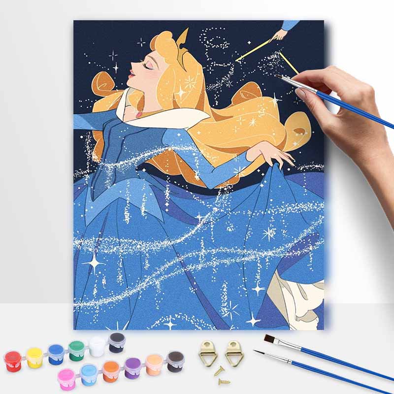 Disney Aurora Princess Oil Paint By Numbers Hand Painting Kit. Sleeping Beauty Wall Art Home Decor Gift