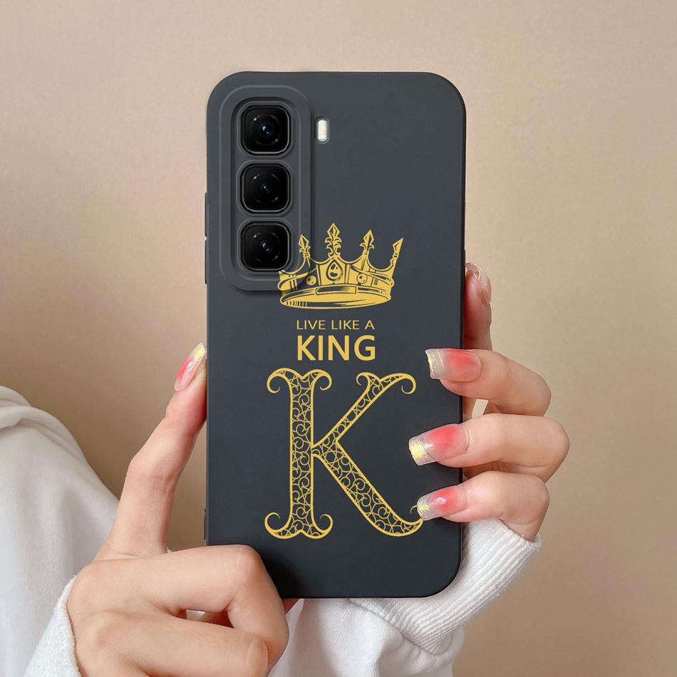 For Infinix Hot 50 Pro Plus Case Couple A-Z Letter Upgrade Camera Protection Soft Liquid Silicone Back Cover For Hot50 4G 5G