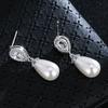 European and American Fashion Stud Earrings Cross-border Foreign Trade Pearl Zircon Stud Elegant Temperament Women's Earrings Bridal High-end Earrings