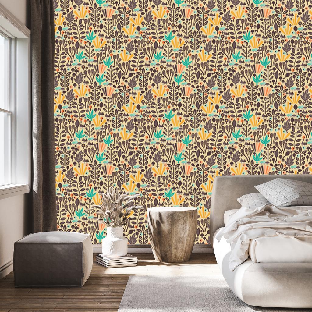 Tree Leaves and Mushrooms Wallpaper for Living Room and Bedroom 50x1000