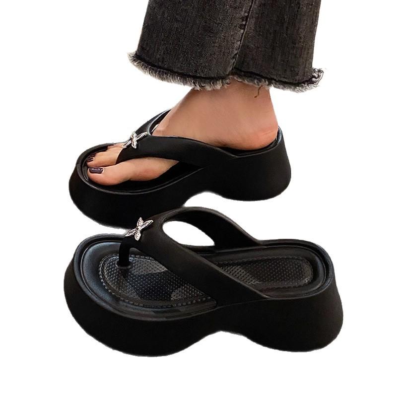 2025 Damen Flip-Flops mit Höhenabsatz: Dicksohlige, vielseitige Sommerslipper für Outdoor-, Strand- und Freizeitkleidung.