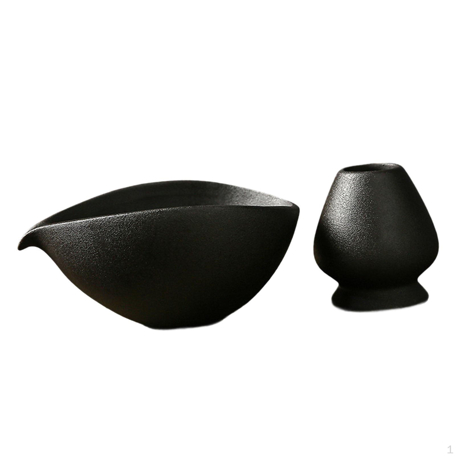 

Ceramic Matcha Bowl Set with Whisk Holder for Gift Giving Style C